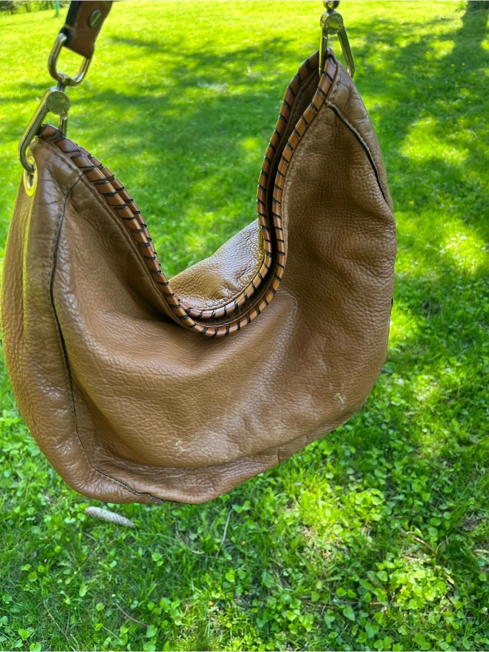 Michael Kors Brown Leather Hobo Bag with Braided Handle